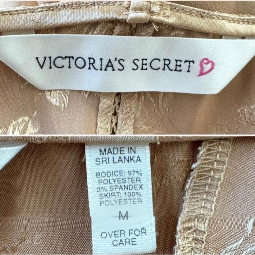 Vintage Victoria’s Secret Lace-up Corset Silky Satin Gold Gown - Picture 12 of 13